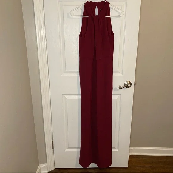 Ann Taylor Factory Cranberry/Burgundy Halter Top Jumpsuit Size 0 - Picture 3 of 9